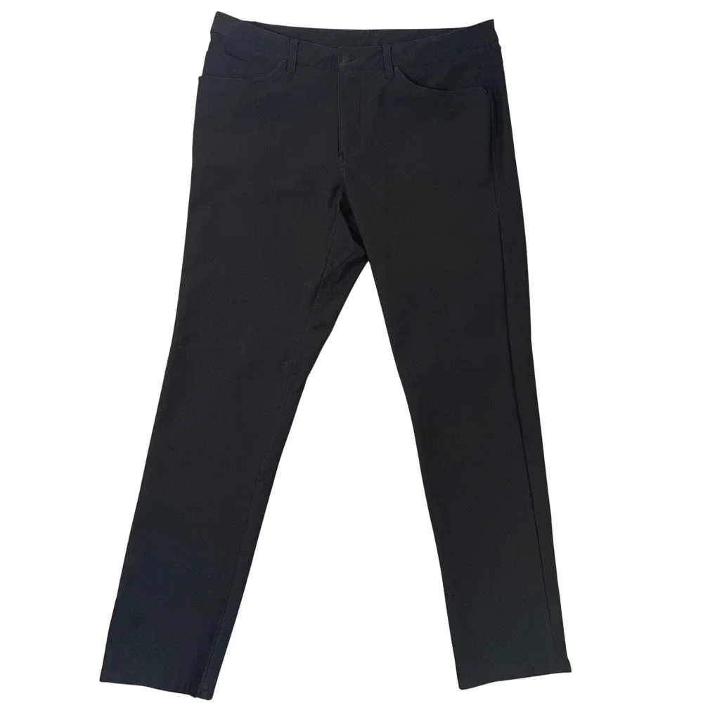 Lululemon ABC Pant Men 38 Black Slim Fit Chino Trouser Warpstreme Golf Travel